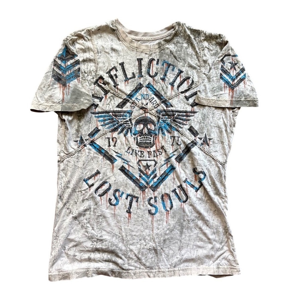 Vintage Y2K Affliction Lost Souls T Shirt Grunge Size Large